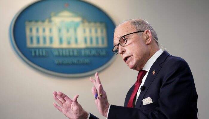 Larry Kudlow fala sobre o coronavírus na Casa Branca, em imagem de arquivo — Foto: Kevin Lamarque/Reuters